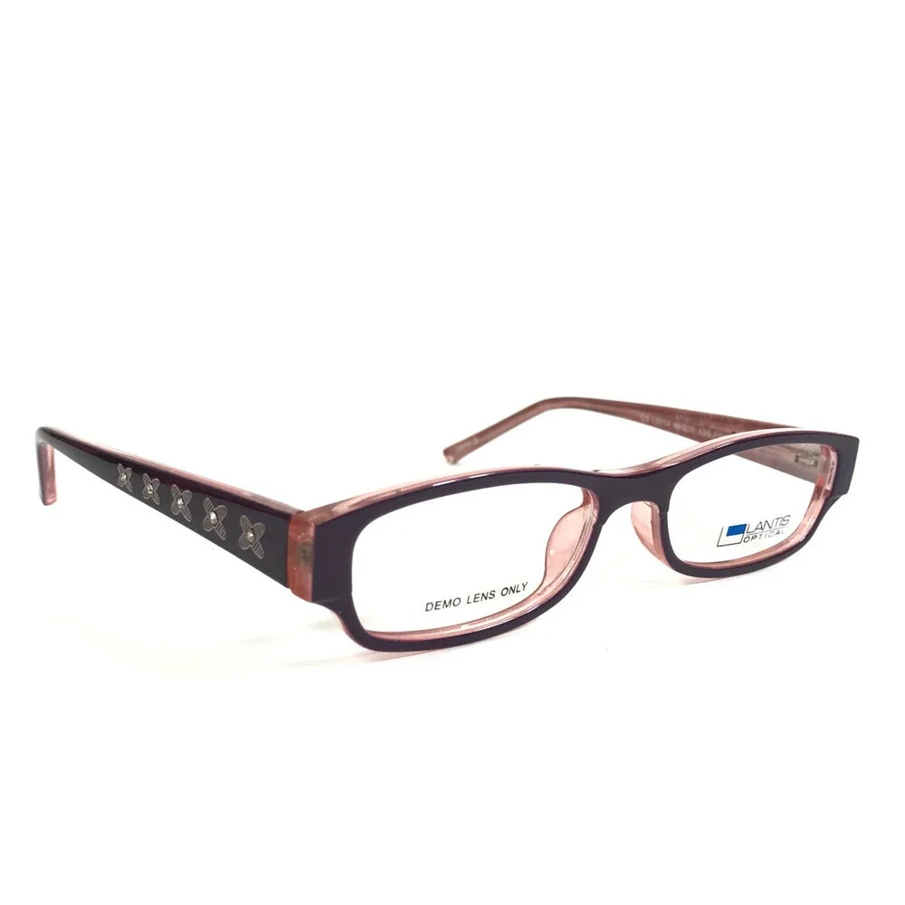 Lantis Optical Eyeglasses Frame L8014 PRP Purple Rectangle Crystals 48-16-130
